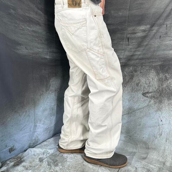 Vintage Polo Jeans Co NO67 Baggy white triple stitch jeans size 37 x 31 - Picture 1 of 8